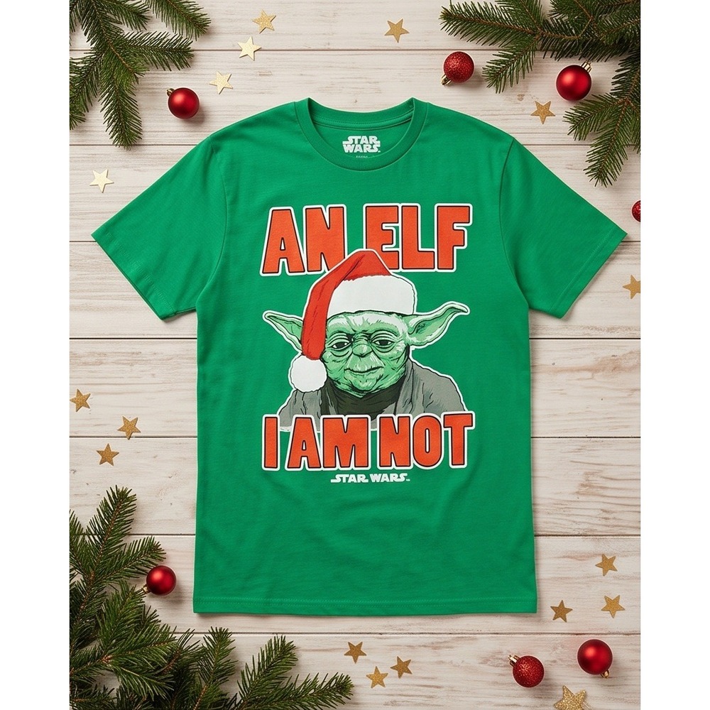 Unisex Star Wars Yoda L Christmas T-Shirt An Elf I Am Not Green Mad Engine